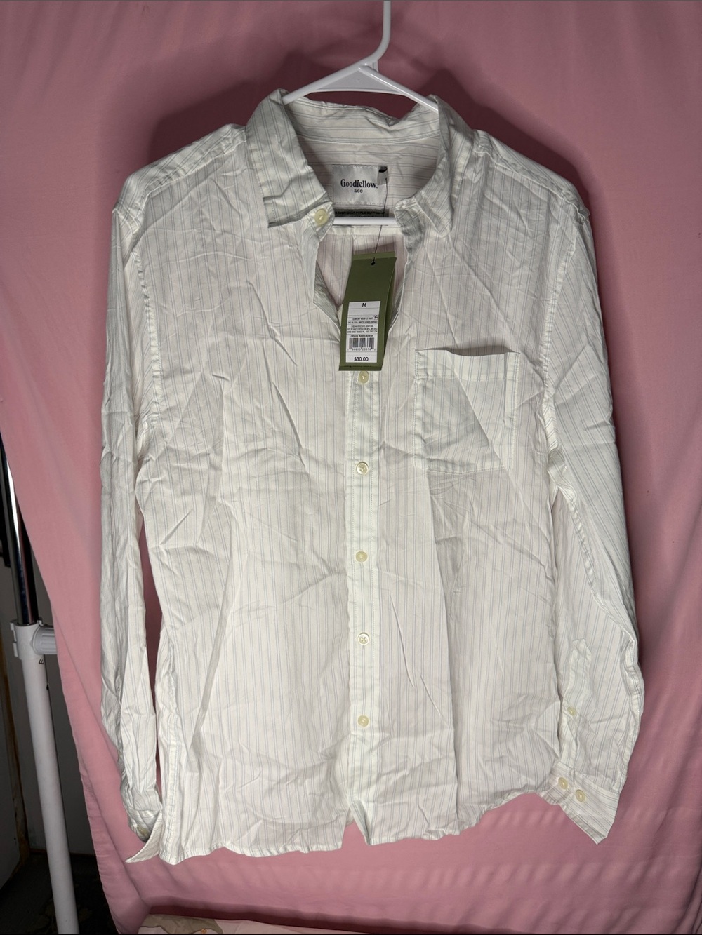 Goodfellow & Co Men's White Pinstripe Button-Down Shirt